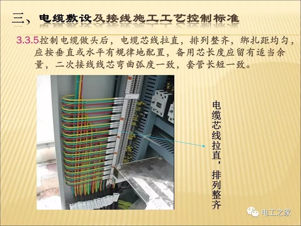 一條完成開關柜安裝，電纜橋架施工，電纜敷設及布線施工，照明配電箱施工